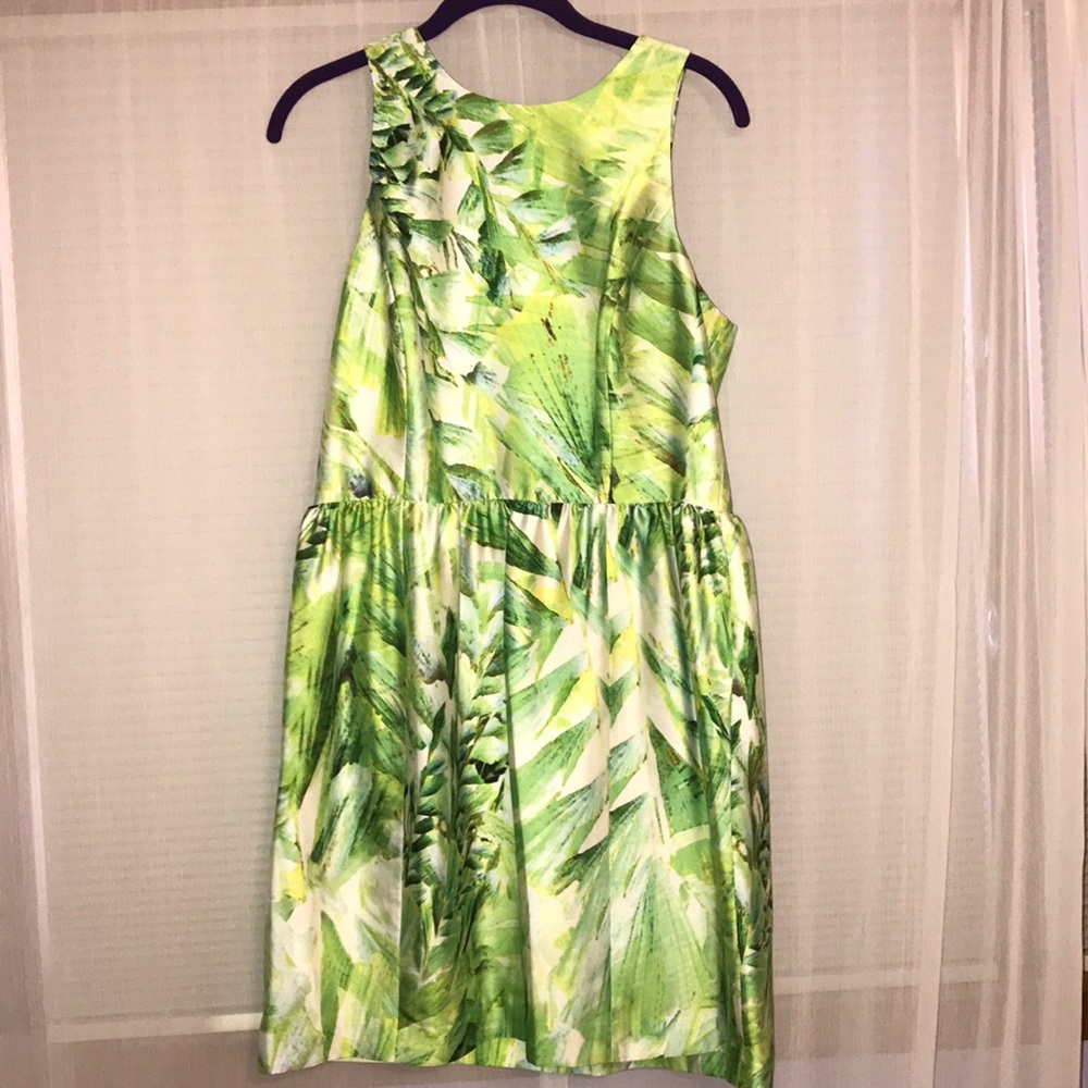 Cynthia Steffe Silky Palm-Leaf Printed Dress